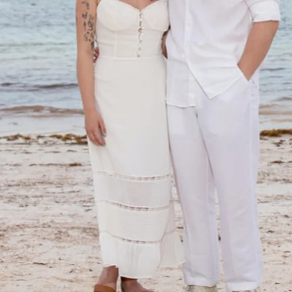 Reformation Harvest Dress White Midi Size 10 - Picture 4 of 10